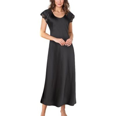 Lady Avenue Pure Silk Shortsleeve Long Nightdress * Actie *