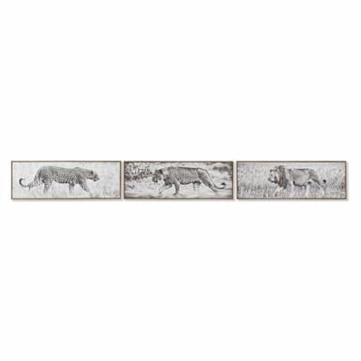 Schilderij DKD Home Decor 92,5 x 3,5 x 32 cm Koloniaal Jungle (3 Onderdelen)
