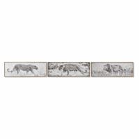 Schilderij DKD Home Decor 92,5 x 3,5 x 32 cm Koloniaal Jungle (3 Onderdelen)