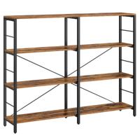 Staande plank met meerdere open plankniveaus, Rustiek Bruin + Inktzwart / 4 niveaus (120B cm)