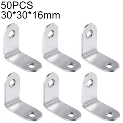 50 stuks RVS 90 graden hoek beugel hoek brace joint beugel bevestiger meubilair kabinet schermen muur (30mm)