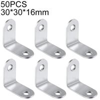 50 stuks RVS 90 graden hoek beugel hoek brace joint beugel bevestiger meubilair kabinet schermen muur (30mm)