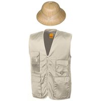 Safari/jungle verkleedset vest en hoed beige voor volwassenen - thumbnail