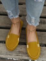 Stitched Pull Wire Yellow Faux Suede Commuter Loafers - thumbnail