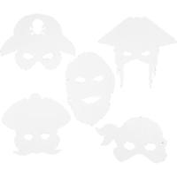Creativ Company Piratenmaskers, h: 16-26 cm, b: 17,5-26,5 cm, 230 gr, wit, 16 stuk/ 1 doos
