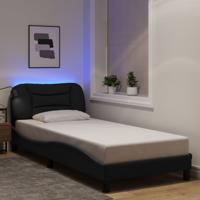 Bedframe met LED zonder matras 90x200 cm stof zwart