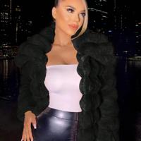 Dusty Pink Fuzzy Open Front Coat - Oversized Flannelette Jacket Black / XS