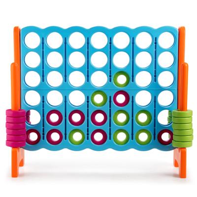 Vier op een Rij Spel met 42 Jumbo Ringen 120 x 42 x 104 cm Blauw + Oranje