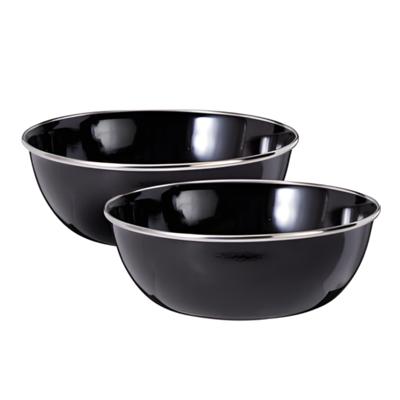 Redcliffs Kommenset - 2x stuks - zwart - 15 x 5 cm - emaille - kamperen/outdoor - schaaltjes