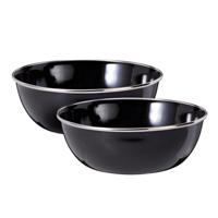 Redcliffs Kommenset - 2x stuks - zwart - 15 x 5 cm - emaille - kamperen/outdoor - schaaltjes