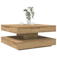 Salontafel 360 graden draaibaar 70x70x34,5 cm artisanaal eiken