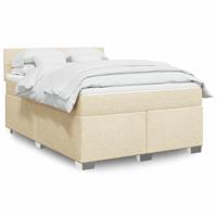 Boxspring met matras stof crèmekleurig 140x190 cm