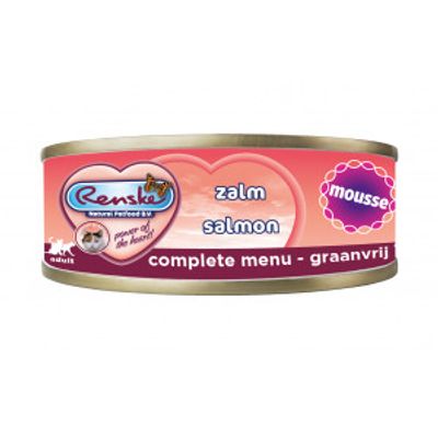 Renske Graanvrij mousse zalm hypoallergeen natvoer kat (blik) 2 trays (48 x 70 g)