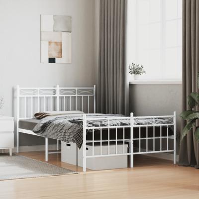 Bedframe met hoofd- en voeteneinde metaal wit 120x200 cm