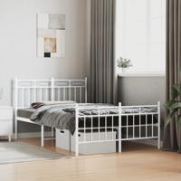 Bedframe met hoofd- en voeteneinde metaal wit 120x200 cm - thumbnail