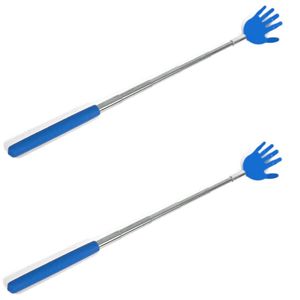 2x stuks stevige handjes uitschuifbare ruggenkrabber 65 cm blauw