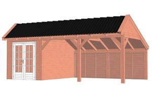 Trendhout Kapschuur De Stee 740x425 cm - Combinatie 1- Kapschuurdak- Onbehandeld lariks Douglas hout- Trendhout