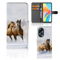 OPPO A58 4G Telefoonhoesje met Pasjes Paarden - thumbnail