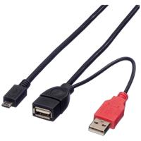 ROLINE USB 2.0 Y kabel, 2x Type A (M/F) - Micro B M, 1m