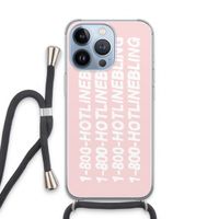 Hotline bling pink: iPhone 13 Pro Transparant Hoesje met koord