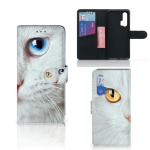 Honor 20 Pro Telefoonhoesje met Pasjes Witte Kat