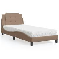 Bed met matras kunstleer cappuccinokleurig 90x200 cm