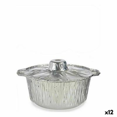 Set Keukenservies Wegwerpbaar Pan Met deksel Aluminium 25,5 x 22 x 9,5 cm (12 Stuks)