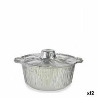 Set Keukenservies Wegwerpbaar Pan Met deksel Aluminium 25,5 x 22 x 9,5 cm (12 Stuks)