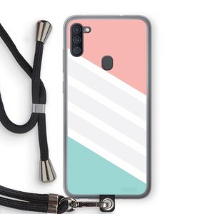 Strepen pastel: Samsung Galaxy A11 Transparant Hoesje met koord