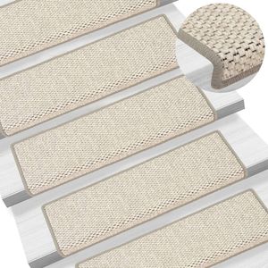 VidaXL Trapmatten zelfklevend 15 st sisal-look 65x21x4 cm platinakleur