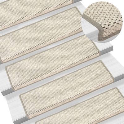 VidaXL Trapmatten zelfklevend 15 st sisal-look 65x21x4 cm platinakleur