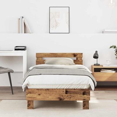 Bedframe met hoofdeinde Oud hout 90 x 190 cm Bewerkt hout