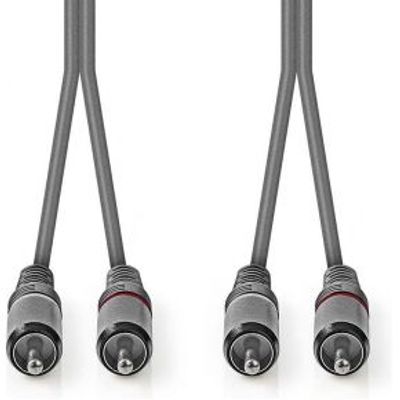 Stereo audiokabel | 2x RCA male - 2x RCA male | 1,5 m | Grijs