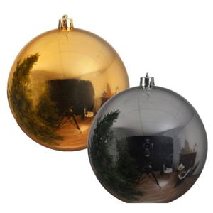 2x stuks grote kerstballen van 20 cm glans van kunststof goud en zilver - Kerstbal