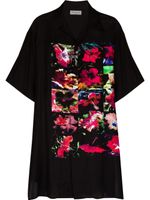 Yohji Yamamoto chemise en soie à fleurs - Noir