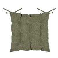 Stof Textile stoelkussen Dandy - olijfgroen - 38 x 38 x 5 cm - touwtjes sluiting - ribcord Stof Textile stoelkussen Dandy - olijfgroen - 38 x 38 x 5 cm - touwtjes sluiting - ribcord
