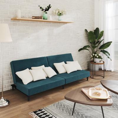 Slaapbank 2-zits fluweel blauw
