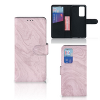 Huawei P40 Pro Bookcase Marble Pink - Origineel Cadeau Vriendin - thumbnail