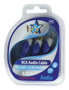 HQ SA-014-0.2 audio kabel 0,25 m RCA 2 x RCA Blauw, Grijs