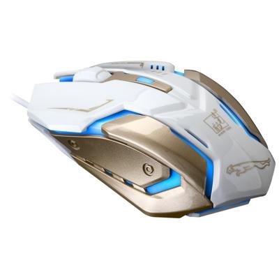 Jagen Leopard K1 USB 1600DPI drie-snelheid Instelbare LED-achtergrondverlichting Mute Wired optische gaming muis lengte: 1.3 m (wit)