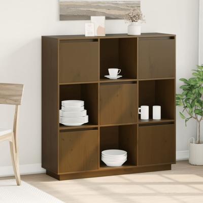 Hoge kast 110,5x35x117 cm massief grenenhout honingbruin