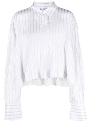 The Attico chemise crop à fines rayures - Blanc