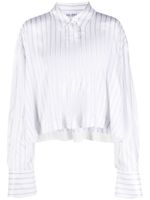 The Attico chemise crop à fines rayures - Blanc