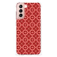 Samsung Galaxy S21 FE Doorzichtige Silicone Hoesje Batik Rood - thumbnail