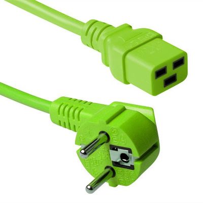 ACT AK5175 Netsnoer CEE 7/7 male (haaks) | C19 | Groen | 60 cm