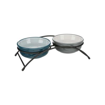 Voerbak voor honden Trixie Blauw Grijs Lichtgrijs Keramisch Ø 13 cm 2 x 250 ml (2 Stuks)