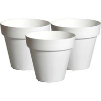 Mega Collections Plantenpot/bloempot - 3x - kunststof - wit - D20 x H17 cm - Plantenpotten