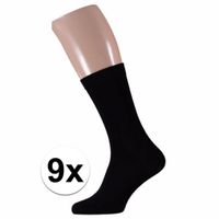 Zwarte heren sokken 9 paar maat 40/46 40/46  - - thumbnail