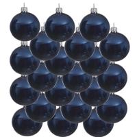 Decoris kerstballen - 18x st - donkerblauw - 8 cm - glas - kerstversiering Decoris kerstballen - 18x st - donkerblauw - 8 cm - glas - kerstversiering
