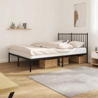 Bedframe met hoofdbord metaal zwart 140x200 cm